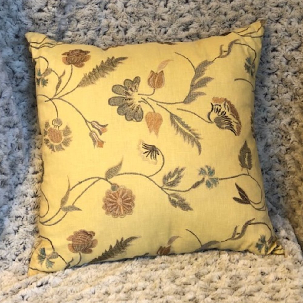 (2) Embroidered Floral Pillow Covers